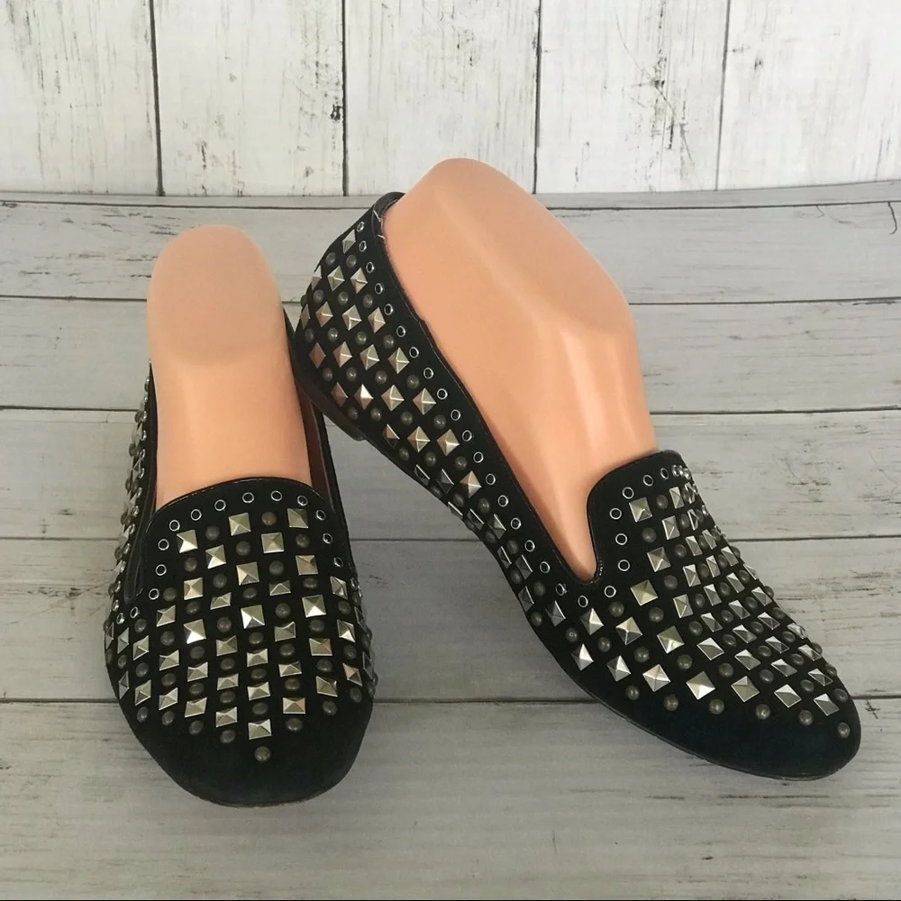 J. Crew Studded Black Suede Flats